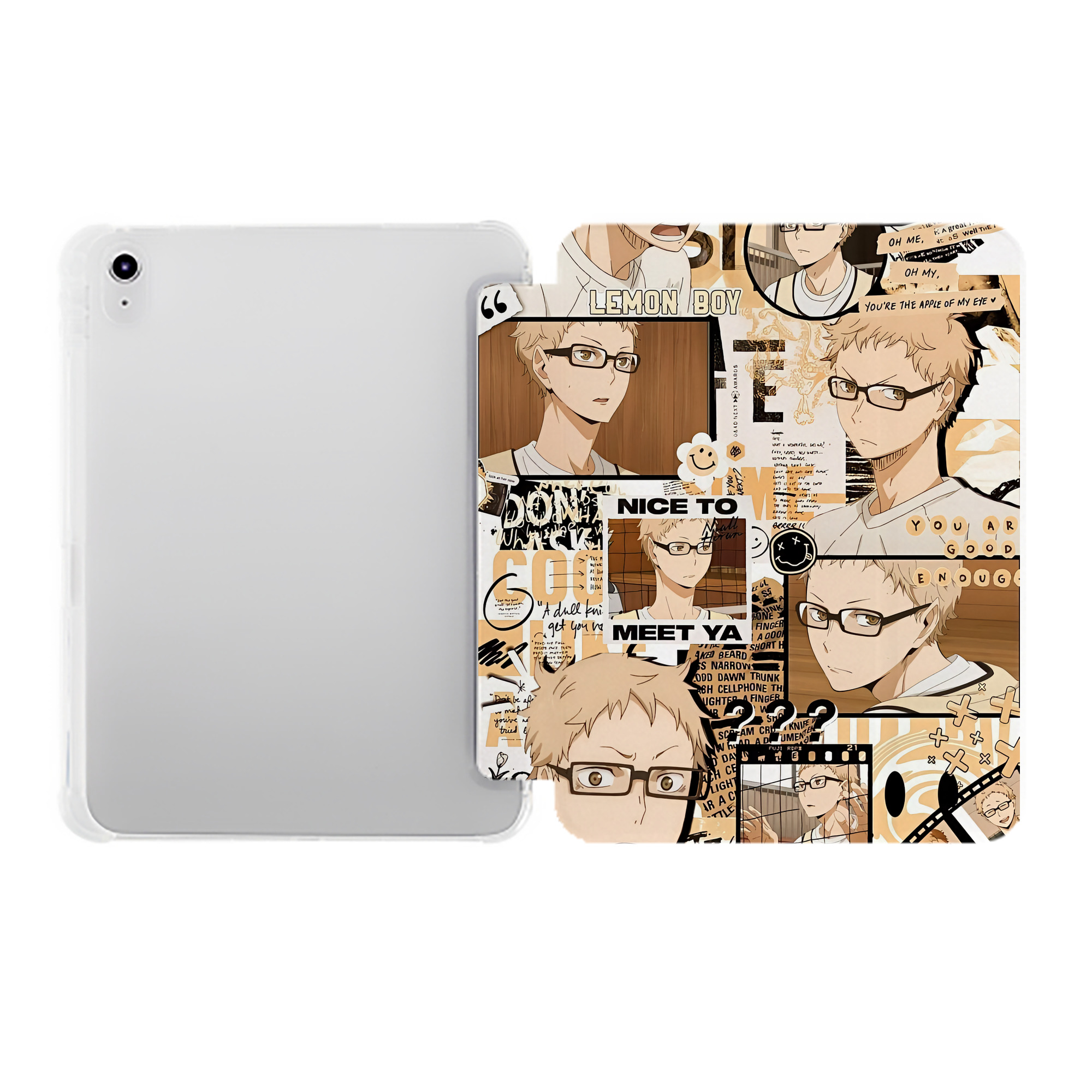 （画像用） ハイキュー!! Haikyu!! IPad ケース ペン収納付き 三つ折りスタンド PUレザー×シリコン 対応機種9.5/10.5/10.9インチ